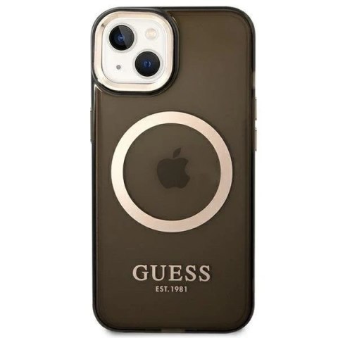 Etui Guess GUHMP14SHTCMK do Apple iPhone 14 6,1" czarny/black hard case Gold Outline Translucent MagSafe