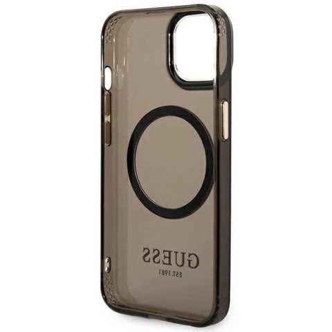 Etui Guess GUHMP14SHTCMK do Apple iPhone 14 6,1" czarny/black hard case Gold Outline Translucent MagSafe