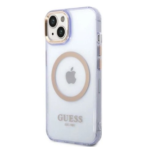 Etui Guess GUHMP14SHTCMU do Apple iPhone 14 6,1" purpurowy/purple hard case Gold Outline Translucent MagSafe