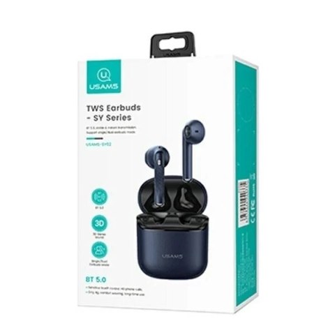 Słuchawki Bluetooth 5.0 USAMS TWS SY series SY02 bezprzewodowe niebieski/blue BHUSY02