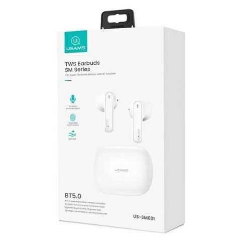 Słuchawki Bluetooth 5.0 USAMSTWS SM series bezprzewodowe biały/white BHUSM01 (US-SM001)