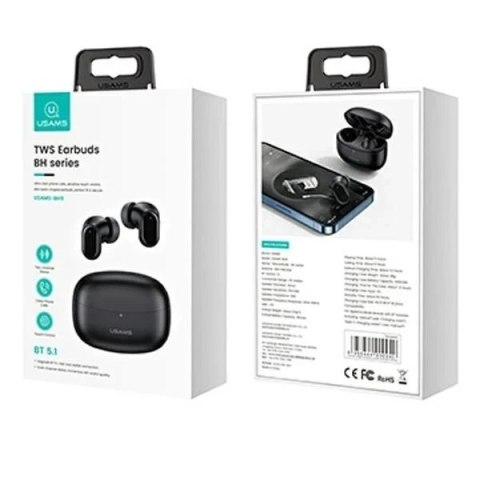 Słuchawki Bluetooth 5.1 USAMS TWS BH series bezprzewodowe czarny/black BHUBH01