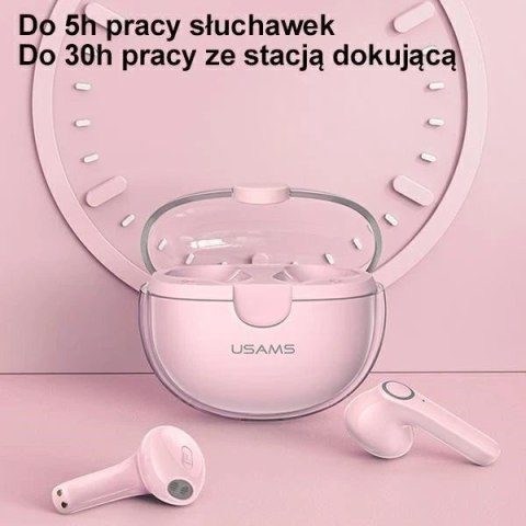 Słuchawki Bluetooth 5.1 USAMS TWS BU series bezprzewodowe różowy/pink BHUBU04