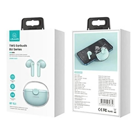 Słuchawki Bluetooth 5.1 USAMS TWS BU series bezprzewodowe zielony/green BHUBU03