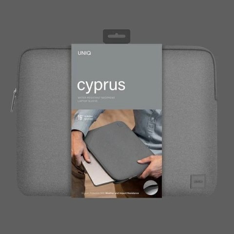 UNIQ torba Cyprus laptop Sleeve 16" szary/marl grey Water-resistant Neoprene