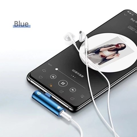 USAMS Adapter AU07 2w1 USB-C niebieski /blue USB-C + 3,5mm SJ277TC02 (US-SJ277)
