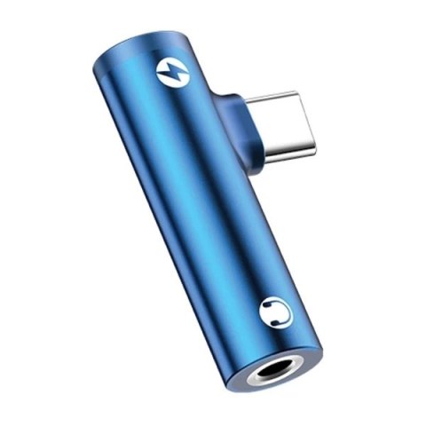 USAMS Adapter AU07 2w1 USB-C niebieski /blue USB-C + 3,5mm SJ277TC02 (US-SJ277)