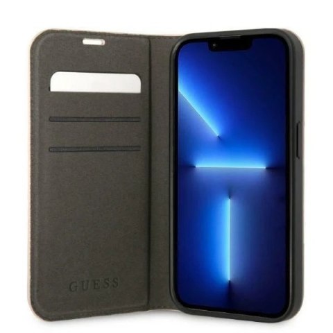 Etui Guess GUBKP14LHG4SHP do Apple iPhone 14 Pro 6,1" różowy/pink book 4G Vintage Gold Logo