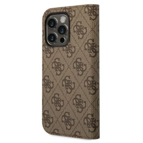 Etui Guess GUBKP14LHG4SHW do Apple iPhone 14 Pro 6,1" brązowy/brown book 4G Vintage Gold Logo