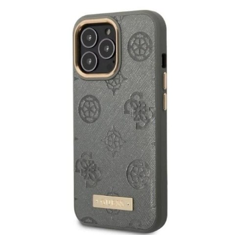 Etui Guess GUHMP13XSAPSTG do Apple iPhone 13 Pro Max 6,7" szary/grey hardcase Peony Logo Plate MagSafe