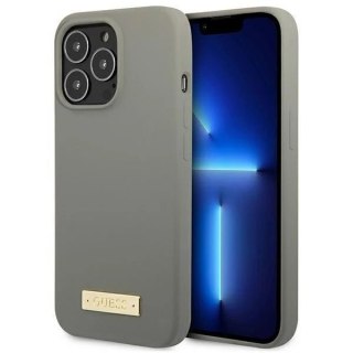 Etui Guess GUHMP13XSPLG do Apple iPhone 13 Pro Max 6,7" szary/grey hard case Silicone Logo Plate MagSafe