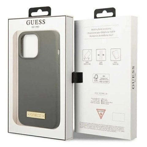 Etui Guess GUHMP13XSPLG do Apple iPhone 13 Pro Max 6,7" szary/grey hard case Silicone Logo Plate MagSafe