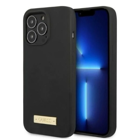Etui Guess GUHMP13XSPLK do Apple iPhone 13 Pro Max 6,7" czarny/black hard case Silicone Logo Plate MagSafe