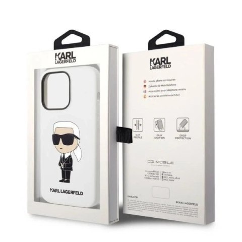 Etui Karl Lagerfeld KLHCP14XSNIKBCH do iPhone 14 Pro Max 6,7" hardcase Silicone Ikonik biały/white