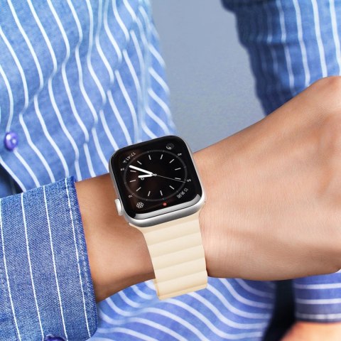 Pasek Dux Ducis Magnetic Strap Apple Watch Ultra bransoletka magnetyczna opaska beżowy (Chain Version)