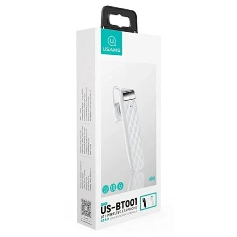 Słuchawka Bluetooth 5.0 USAMS BT1 biały/white BHUBT102 (US-BT001)