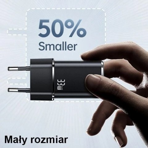 USAMS Ładowarka sieciowa 1xUSB-C+1xUSB T43 33W PD3.0 +QC3.0 + kabel U63 USB-C na lightning czarny/black USKTZ01