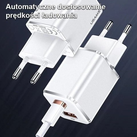 USAMS Ładowarka sieciowa 1xUSB-C+1xUSB T43 33W PD3.0 +QC3.0 + kabel U63 USB-C na lightning czarny/black USKTZ01