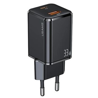 USAMS Ładowarka sieciowa 1xUSB-C+1xUSB T43 33W (only head) PD3.0 + QC3.0 Fast Charging czarny/black CC144TC01 (US-CC144)