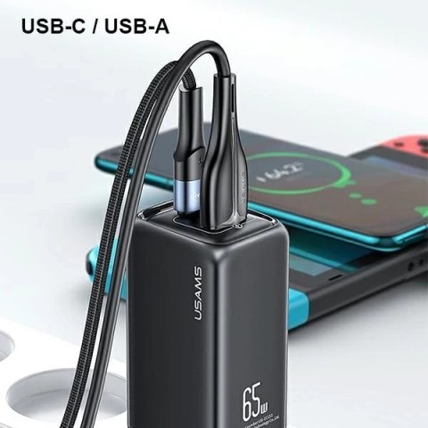 USAMS Ładowarka sieciowa 1xUSB-C+1xUSB T47 65W PD Fast Charging Super Si biały/white CC153TC02 (US-CC153)