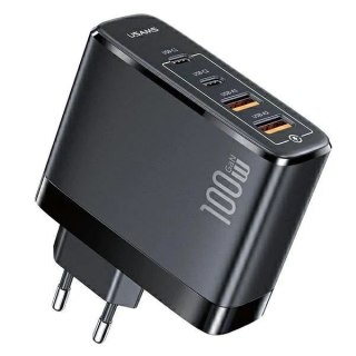 USAMS Ładowarka sieciowa 2xUSB-C+2xUSB T44 100W PD3.0 +QC3.0 Fast Charging + kabel U71 USB-C na USB-C czarny/black UCTZ01