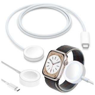 Kabel ładowarka indukcyjna QI magnetyczna Alogy do Apple Watch USB-C typ C 100cm 1M Biała