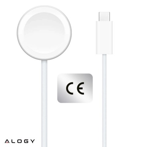 Kabel ładowarka indukcyjna QI magnetyczna Alogy do Apple Watch USB-C typ C 100cm 1M Biała