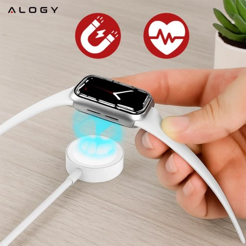 Kabel ładowarka indukcyjna QI magnetyczna Alogy do Apple Watch USB-C typ C 100cm 1M Biała