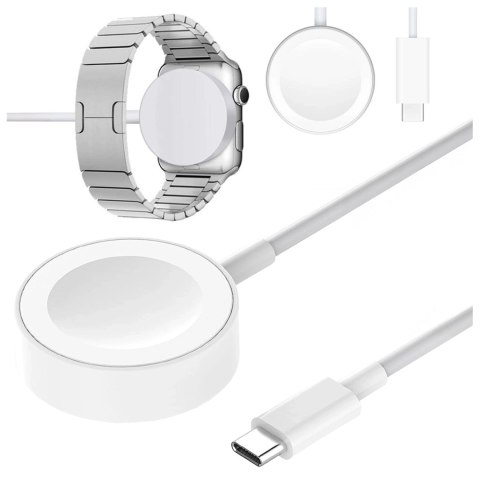 Kabel ładowarka indukcyjna QI magnetyczna Alogy do Apple Watch USB-C typ C 100cm 1M Biała