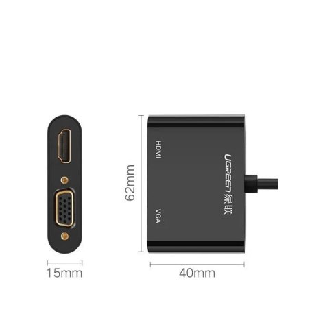 Przejściówka UGREEN adapter HDMI / VGA - mini DisplayPort 4K@30 Hz Full HD 1080p biały (MD108 10427)