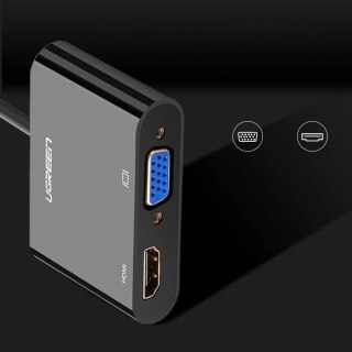 Przejściówka UGREEN adapter konwerter HDMI - VGA/HDMI + mini jack 3,5mm czarny (CM101)