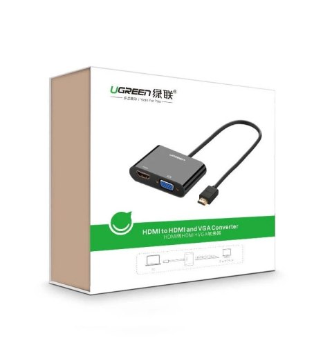 Przejściówka UGREEN adapter konwerter HDMI - VGA/HDMI + mini jack 3,5mm czarny (CM101)