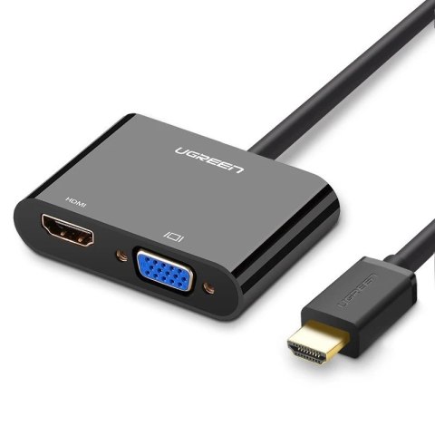 Przejściówka UGREEN adapter konwerter HDMI - VGA/HDMI + mini jack 3,5mm czarny (CM101)