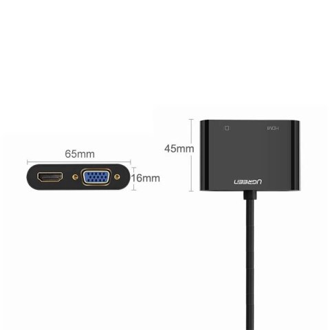 Przejściówka UGREEN adapter konwerter HDMI - VGA/HDMI + mini jack 3,5mm czarny (CM101)