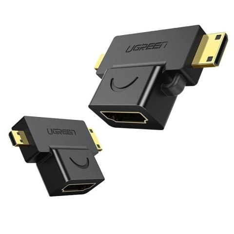 Przejściówka UGREEN adapter ze złącza HDMI Typ A (żeński) na mini HDMI (męski) / micro HDMI (męski) czarny (20144)