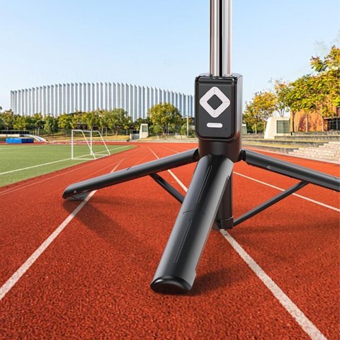 Selfie stick Uchwyt na telefon statyw z podwójną lampą Ring LED Tripod z pilot Bluetooth Czarny