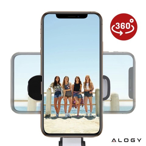 Selfie stick statyw Tripod uchwyt na telefon Alogy Trójnóg kijek do zdjęć selfie pilot Bluetooth 360 Czarny
