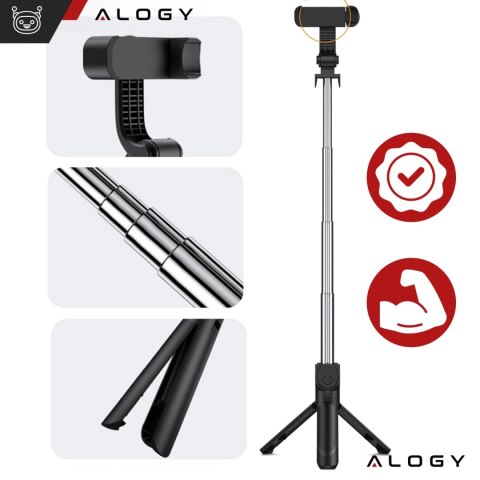 Selfie stick statyw Tripod uchwyt na telefon Alogy Trójnóg kijek do zdjęć selfie pilot Bluetooth 360 Czarny