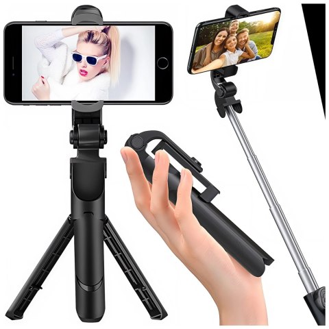 Selfie stick statyw Tripod uchwyt na telefon Alogy Trójnóg kijek do zdjęć selfie pilot Bluetooth 360 Czarny