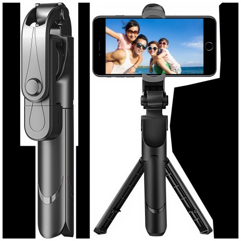 Selfie stick statyw Tripod uchwyt na telefon Alogy Trójnóg kijek do zdjęć selfie pilot Bluetooth 360 Czarny