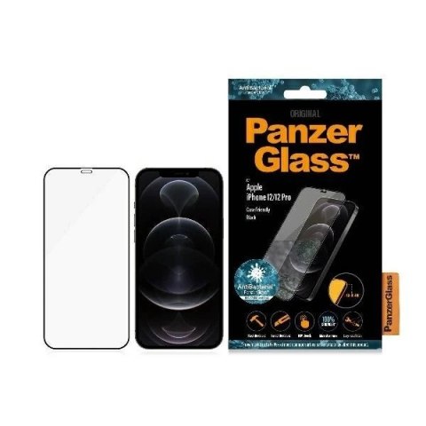 Szkło PanzerGlass Pro E2E Super+ do iPhone 12/12 Pro Case Friendly AntiBacterial MicroFracture czarny/black