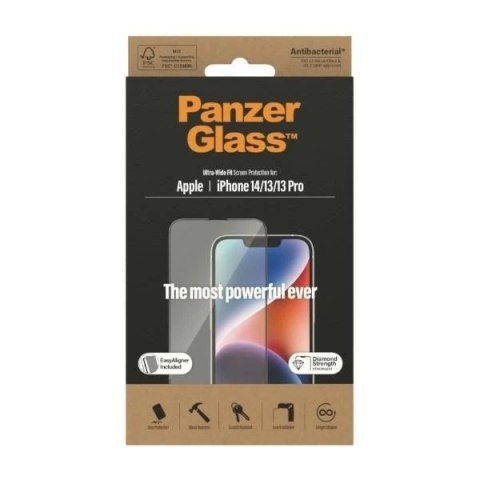 Szkło PanzerGlass Ultra-Wide Fit do iPhone 14 / 13 Pro / 13 / 16e 6,1" Privacy Screen Protection Antibacterial Easy Aligner Incl