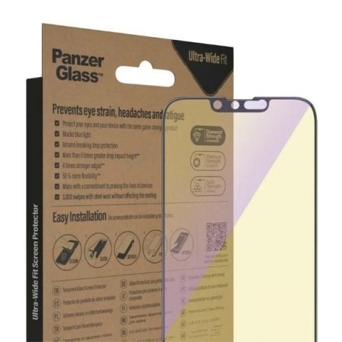 Szkło PanzerGlass Ultra-Wide Fit do iPhone 14 / 13 Pro / 13 / 16e 6,1" Screen Protection Antibacterial Easy Aligner Included Ant