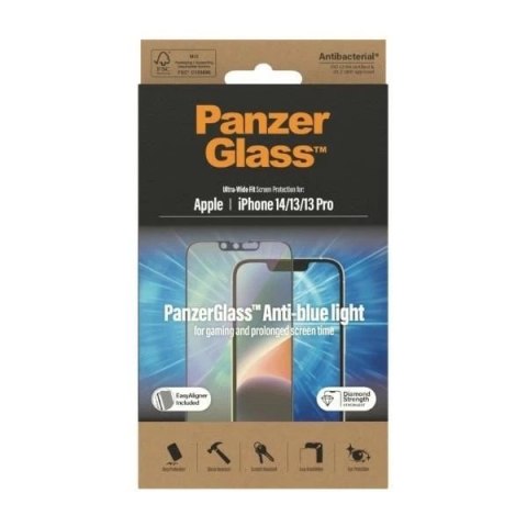 Szkło PanzerGlass Ultra-Wide Fit do iPhone 14 / 13 Pro / 13 / 16e 6,1" Screen Protection Antibacterial Easy Aligner Included Ant