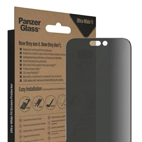 Szkło PanzerGlass Ultra-Wide Fit do iPhone 14 Pro Max 6,7" Privacy Screen Protection Antibacterial Easy Aligner Included P2786