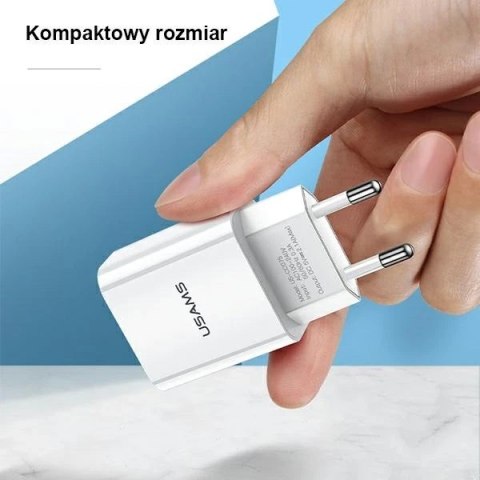 USAMS Ładowarka sieciowa 1x USB T18 2,1A (only head) biały/white Fast Charging CC075TC01