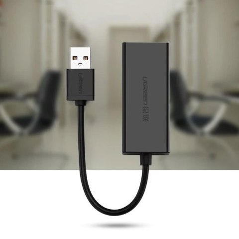 Zewnęrza karta sieciowa UGREEN RJ45 - USB 2.0 100 Mbps Ethernet czarny (CR110 20254)