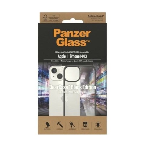 Etui PanzerGlass ClearCase do iPhone 14/13 6.1" Antibacterial czarny/black 0405