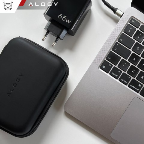 Etui duże zapinane pudełko pokrowiec Alogy Protect uniwersalne na akcesoria słuchawki kabel ładowarkę Czarne