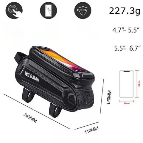 Etui/uchwyt rowerowy WILDMAN SX3 sakwa na ramę czarna/black